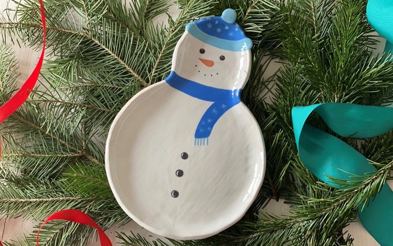 Тарелка олень/снеговик/дед Мороз фото 1